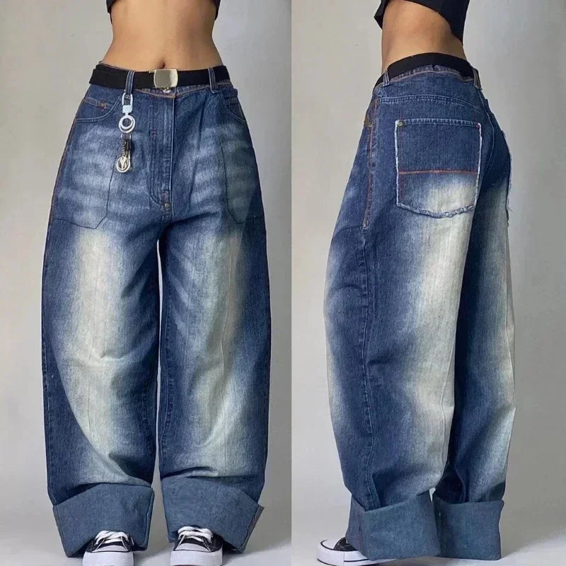 Jeans College gothiques rétro pour femmes, jeans hip hop jeunesse, pantalons à jambes larges droites, jeans Joker unisexes, Y2K 