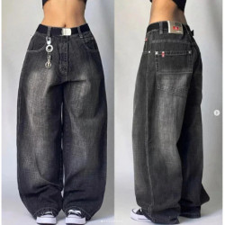 Jeans College gothiques rétro pour femmes, jeans hip hop jeunesse, pantalons à jambes larges droites, jeans Joker unisexes, Y2K 