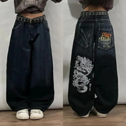 Jeans College gothiques rétro pour femmes, jeans hip hop jeunesse, pantalons à jambes larges droites, jeans Joker unisexes, Y2K 