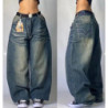 Jeans College gothiques rétro pour femmes, jeans hip hop jeunesse, pantalons à jambes larges droites, jeans Joker unisexes, Y2K 