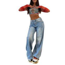 Jean Baggy Taille Haute pour Femme, Pantalon Évasé, Denim, Droit, Aadt, Long Streetwear, Slim Fit, FjCapris, Automne 2024