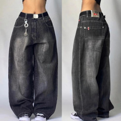 Jeans baggy taille haute à jambe large imprimé, pantalons streetwear, streetwear rétro, hip-hop, vintage, pop, gothique, nouvell