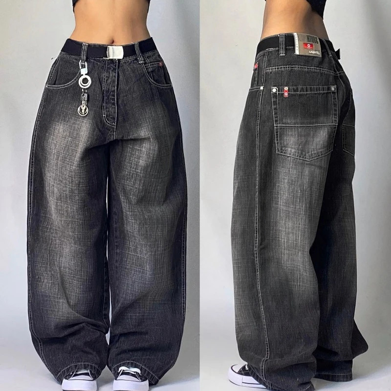 Jeans baggy taille haute à jambe large imprimé, pantalons streetwear, streetwear rétro, hip-hop, vintage, pop, gothique, nouvell