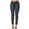 Jean skinny taille moyenne pour femme, super commandé, bleu foncé, pantalon en denim moulant, jambe droite, jegging de levage Bu