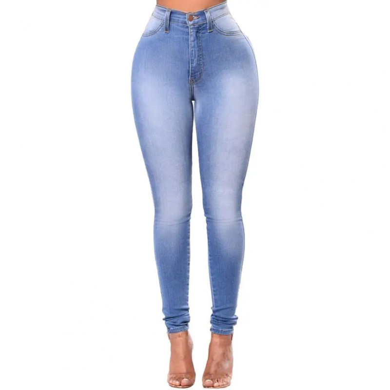 Jean skinny taille moyenne pour femme, super commandé, bleu foncé, pantalon en denim moulant, jambe droite, jegging de levage Bu