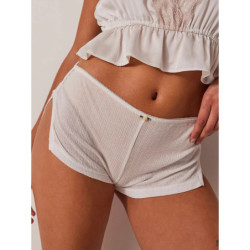 Short de pyjama décontracté pour femme, doux, confortable, fendu sur le côté, froncé, élastique, pantalon de salon, commandé, ba