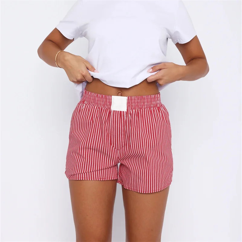 Short de pyjama à rayures vintage pour femmes, pantalon court taille haute élastique, short d'été décontracté, mode Y2K