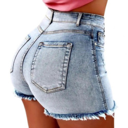 FJFashion-Short en denim déchiré pour femme, jean taille haute, coupe slim, été