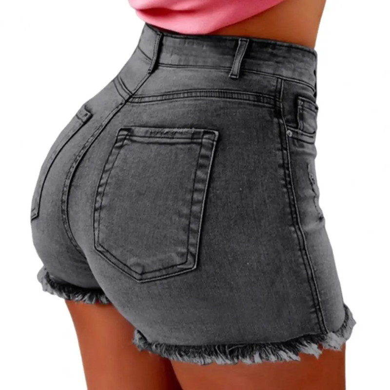 FJFashion-Short en denim déchiré pour femme, jean taille haute, coupe slim, été