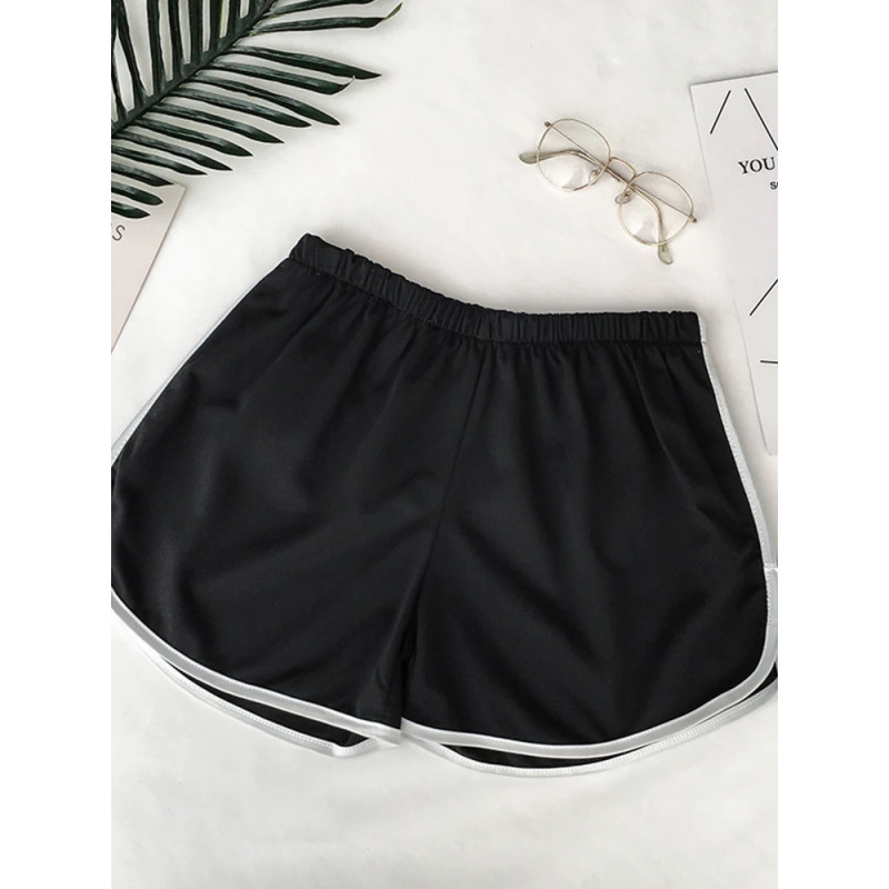 Short de sport à rayures pour femmes, short ample simple, short amincissant décontracté pour dames, taille haute, monochrome, mo