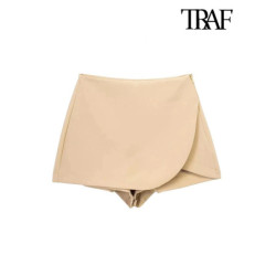 TRAF-Jupe Courte de Style Parbones pour Femme, Vintage, Taille Haute, Fermeture Éclair Latérale