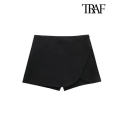 TRAF-Jupe Courte de Style Parbones pour Femme, Vintage, Taille Haute, Fermeture Éclair Latérale