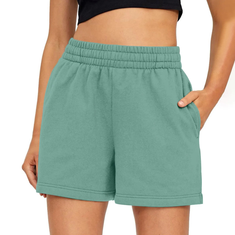 Short de course élastique taille haute avec poches pour femme, short d'été confortable, décontracté