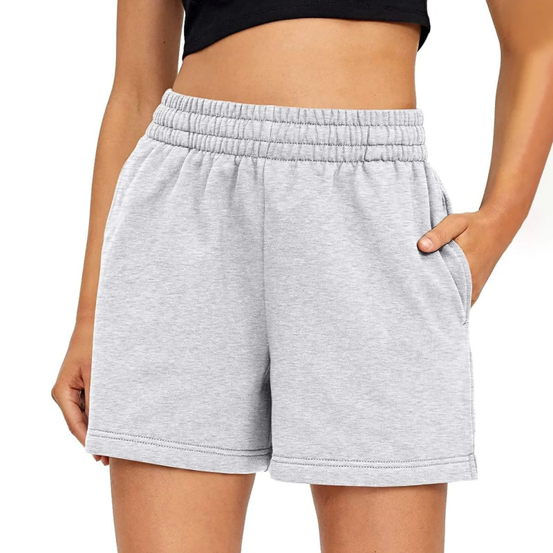 Short de course élastique taille haute avec poches pour femme, short d'été confortable, décontracté