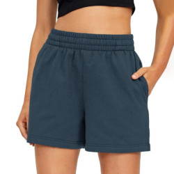 Short de course élastique taille haute avec poches pour femme, short d'été confortable, décontracté