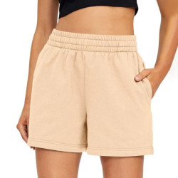 Short de course élastique taille haute avec poches pour femme, short d'été confortable, décontracté