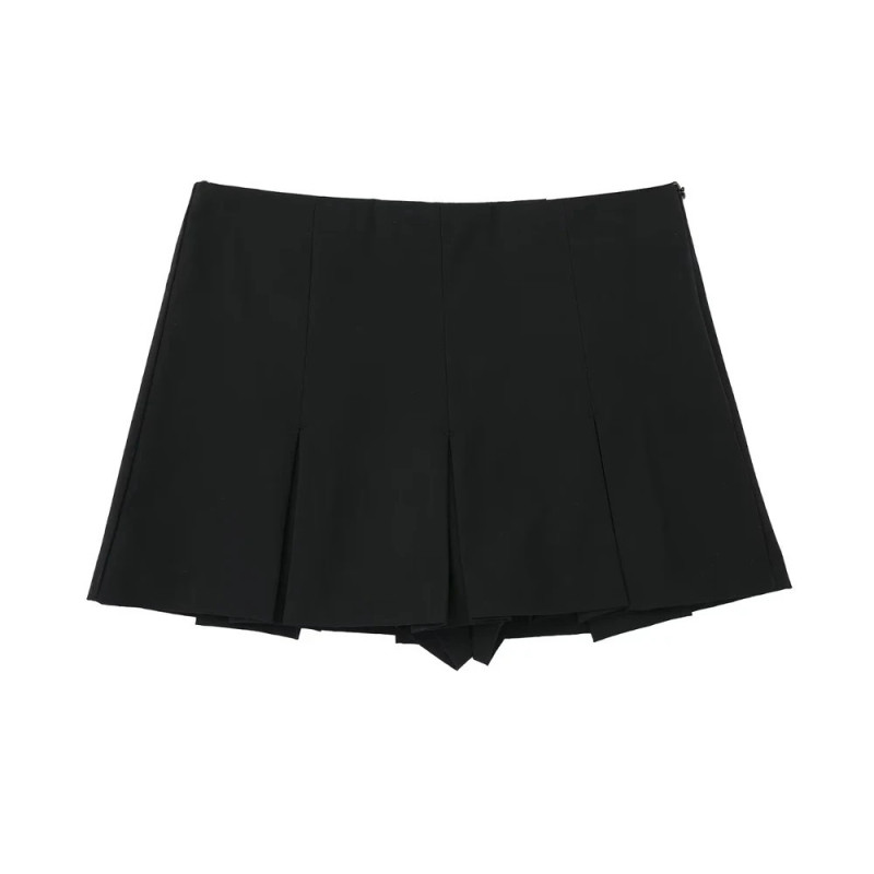 TRAF-Mini Short Plissé pour Femme, Taille Haute, Basique, Décontracté, Vacances, Été 2024