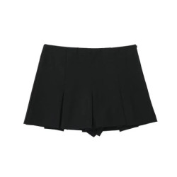 TRAF-Mini Short Plissé pour Femme, Taille Haute, Basique, Décontracté, Vacances, Été 2024