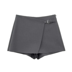 TRAF-Jupes courtes asymétriques avec languette pour femme, taille haute, fermeture éclair latérale, jupe femme, mode