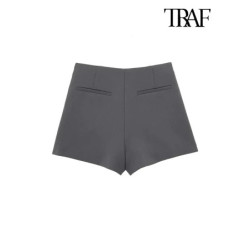 TRAF-Jupes courtes asymétriques avec languette pour femme, taille haute, fermeture éclair latérale, jupe femme, mode