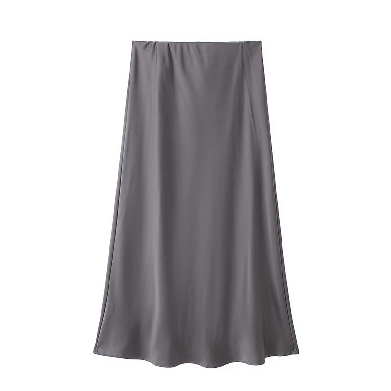 Willshela-Jupe Midi Plissée en Satin pour Femme, Couleur Unie, Vintage, Taille artificiel astique, Chic