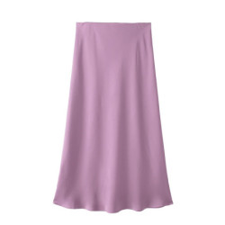 Willshela-Jupe Midi Plissée en Satin pour Femme, Couleur Unie, Vintage, Taille artificiel astique, Chic