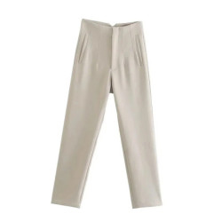 TRAF-Pantalon Crayon Haut pour Femme, Tenue de Bureau Formelle, Disponible en Noir, Rose et Blanc, à la Mode