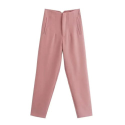 TRAF-Pantalon Crayon Haut pour Femme, Tenue de Bureau Formelle, Disponible en Noir, Rose et Blanc, à la Mode