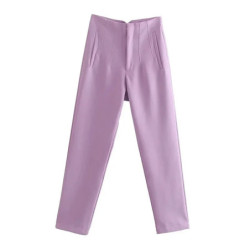 TRAF-Pantalon Crayon Haut pour Femme, Tenue de Bureau Formelle, Disponible en Noir, Rose et Blanc, à la Mode