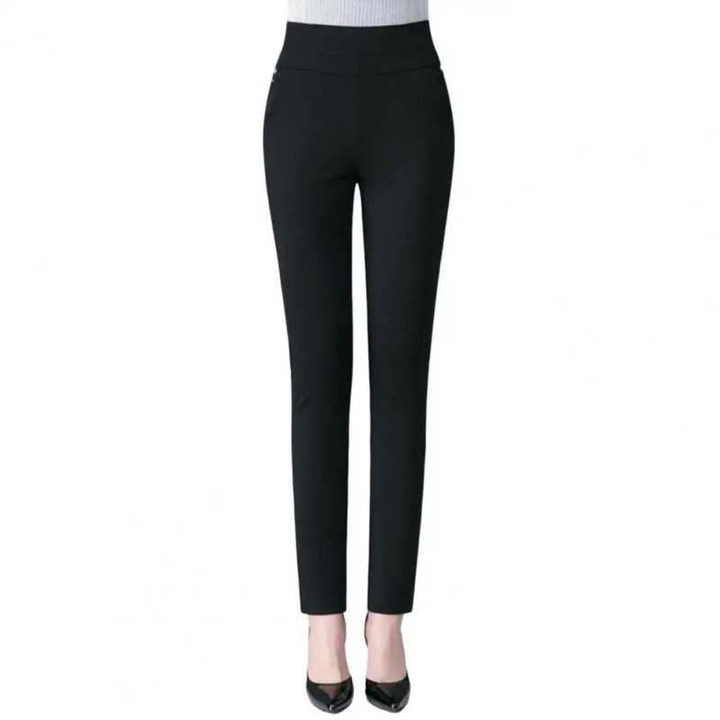 FJM-Pantalon crayon décontracté pour femme, taille haute, poches élastiques