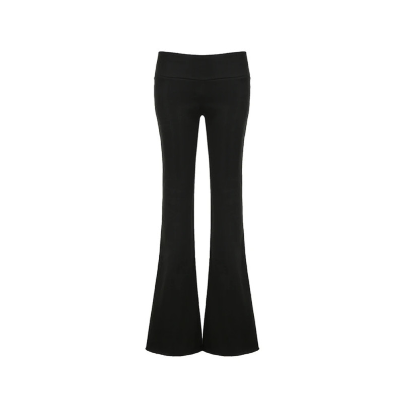 Pantalon de survêtement évasé taille basse pour femme, pantalon de sport, jogging, jogging, gris, noir, uni, simple, mince, déco