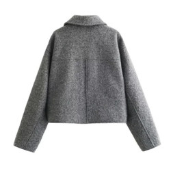 ASDS-Veste courte en tweed pour femme, manteau court, veste zippée, automne, hiver, demi-saison, nouveau, extérieur, Chester