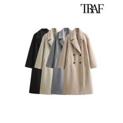 TRAF-Manteau en laine douce...