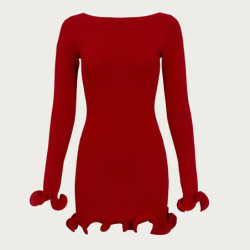 TARUXY-Mini robe à manches longues pour femmes, robe pull mince, vêtements de fête féminins élégants, abonnés aux champignons, d