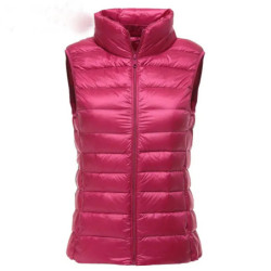 Gilet en duvet ultra léger pour femme, veste en fibre mince, gilet coupe-vent portable pour fille, nouveau, 2024