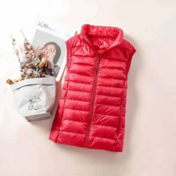 Gilet en duvet ultra léger pour femme, veste en fibre mince, gilet coupe-vent portable pour fille, nouveau, 2024