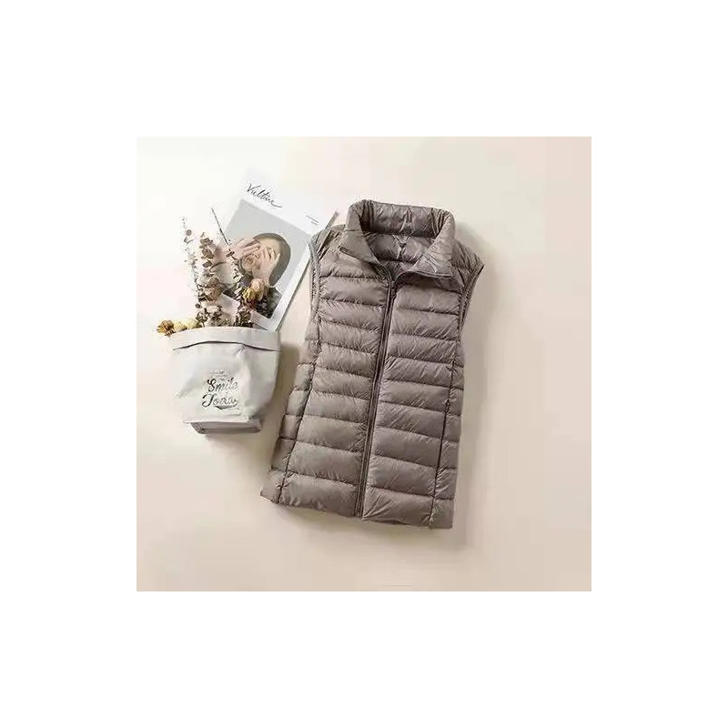 Gilet en duvet ultra léger pour femme, veste en fibre mince, gilet coupe-vent portable pour fille, nouveau, 2024