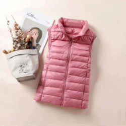 Gilet en duvet ultra léger pour femme, veste en fibre mince, gilet coupe-vent portable pour fille, nouveau, 2024