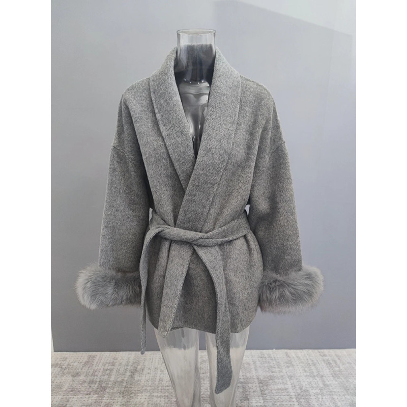 UCXQ-Manteau en laine à manches longues pour femme, pardessus patchwork, veste élégante, beaux vêtements, avocat, bureau, automn