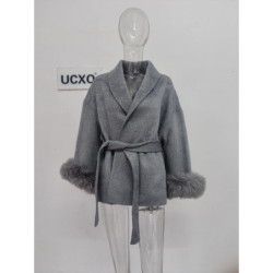 UCXQ-Manteau en laine à manches longues pour femme, pardessus patchwork, veste élégante, beaux vêtements, avocat, bureau, automn