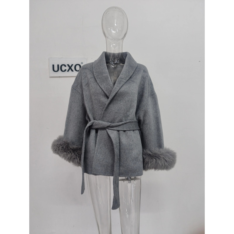 UCXQ-Manteau en laine à manches longues pour femme, pardessus patchwork, veste élégante, beaux vêtements, avocat, bureau, automn