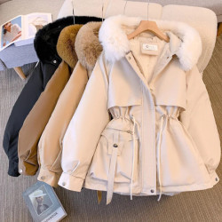 Doudoune à capuche doublée Smile pour femme, manteau d'hiver chaud, parkas rembourrées Wstring, streetwear décontracté coréen, v