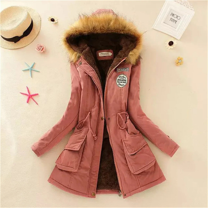 Doudoune à capuche doublée Smile pour femme, manteau d'hiver chaud, parkas rembourrées avec ficelle de proximité, streetwear déc