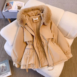 Doudoune à capuche doublée Smile pour femme, manteau d'hiver chaud, parkas rembourrées avec ficelle de proximité, streetwear déc