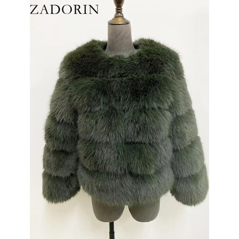 ZADORIN S-5XL Vison CombAutomne Hiver Moelleux Noir Fausse Fourrure Manteau Femmes Élégant optique Chaud Fausse Fourrure Vestes 