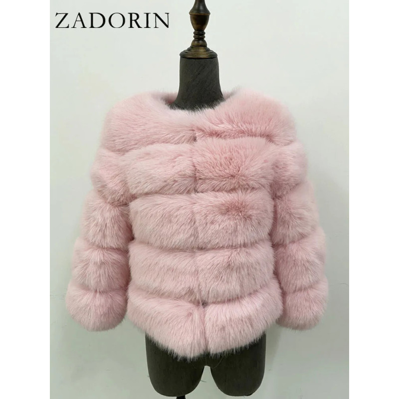 ZADORIN S-5XL Vison CombAutomne Hiver Moelleux Noir Fausse Fourrure Manteau Femmes Élégant optique Chaud Fausse Fourrure Vestes 