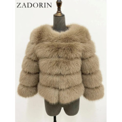 ZADORIN S-5XL Vison CombAutomne Hiver Moelleux Noir Fausse Fourrure Manteau Femmes Élégant optique Chaud Fausse Fourrure Vestes 