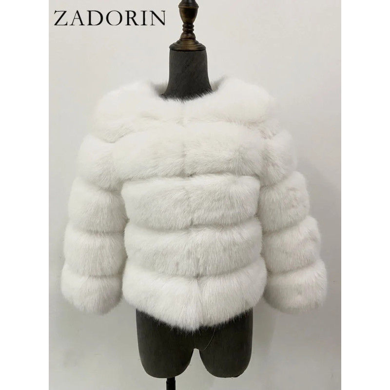 ZADORIN S-5XL Vison CombAutomne Hiver Moelleux Noir Fausse Fourrure Manteau Femmes Élégant optique Chaud Fausse Fourrure Vestes 