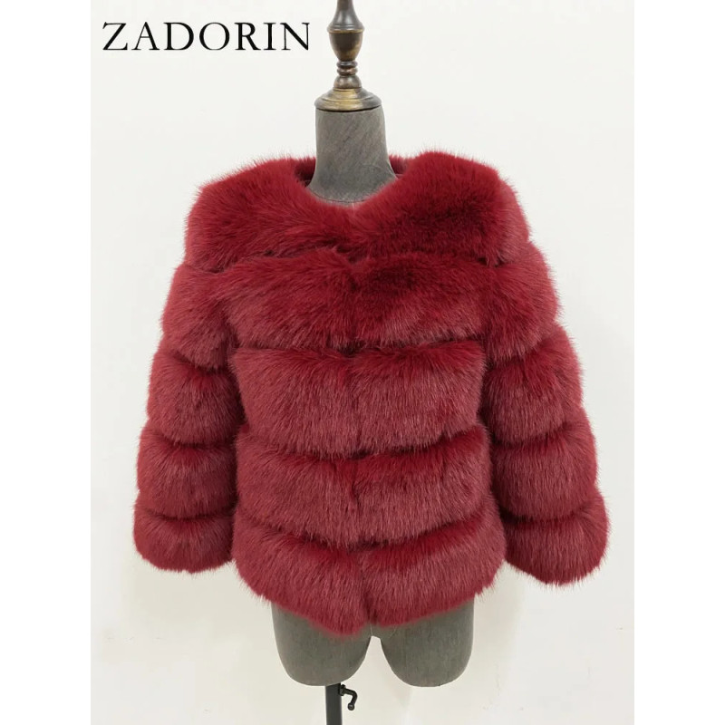 ZADORIN S-5XL Vison CombAutomne Hiver Moelleux Noir Fausse Fourrure Manteau Femmes Élégant optique Chaud Fausse Fourrure Vestes 