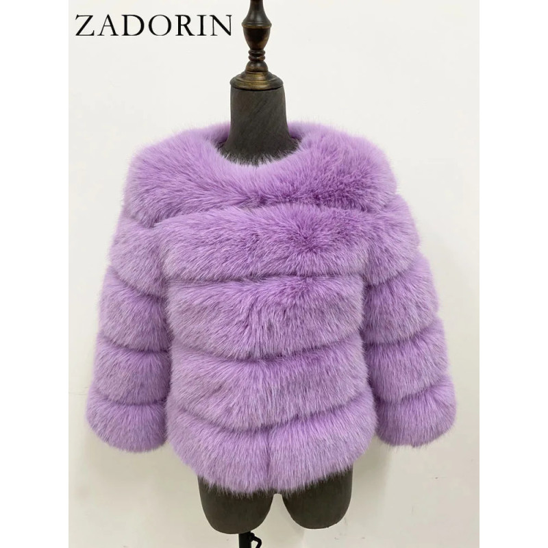 ZADORIN S-5XL Vison CombAutomne Hiver Moelleux Noir Fausse Fourrure Manteau Femmes Élégant optique Chaud Fausse Fourrure Vestes 